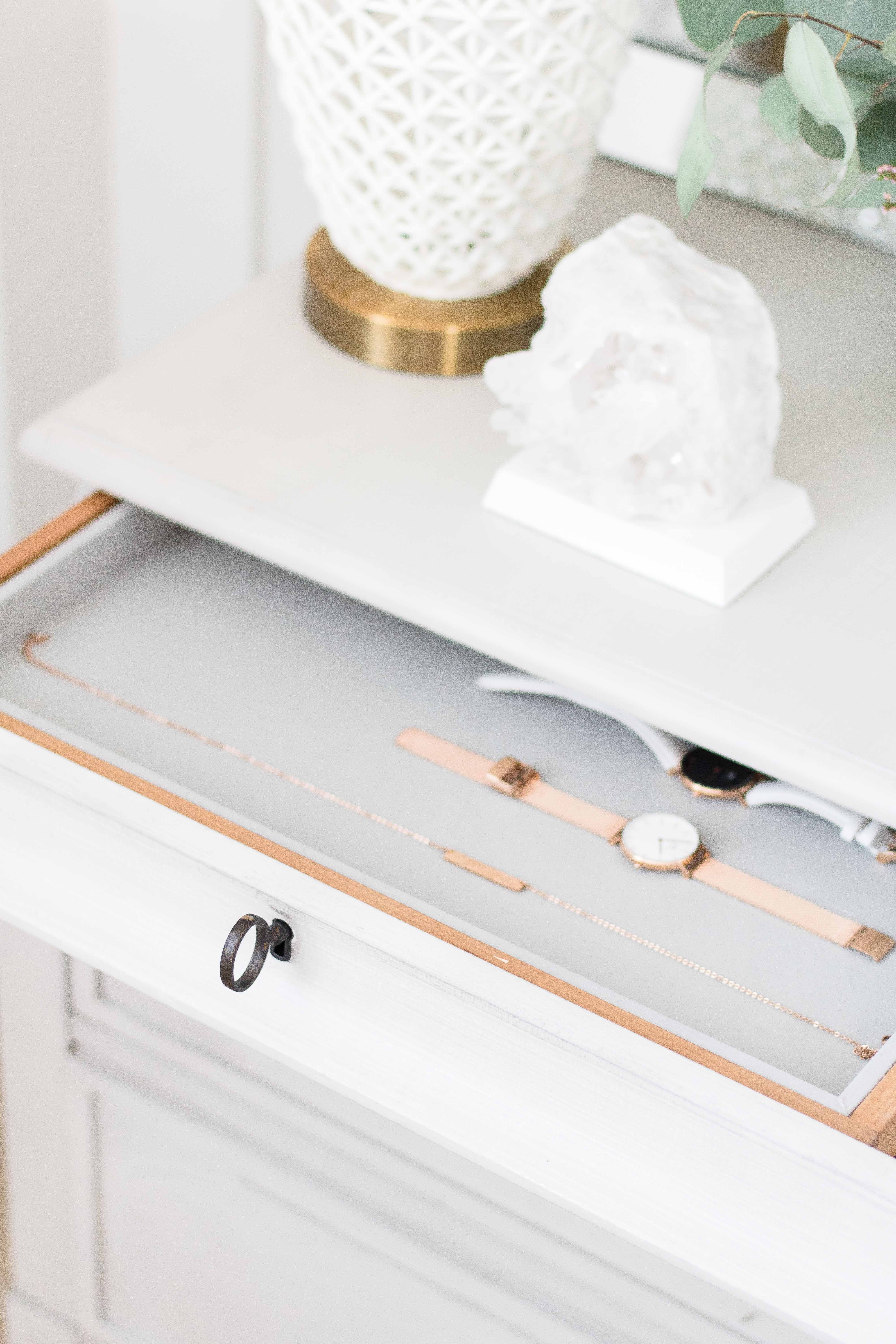 Nightstand with the top drawer open