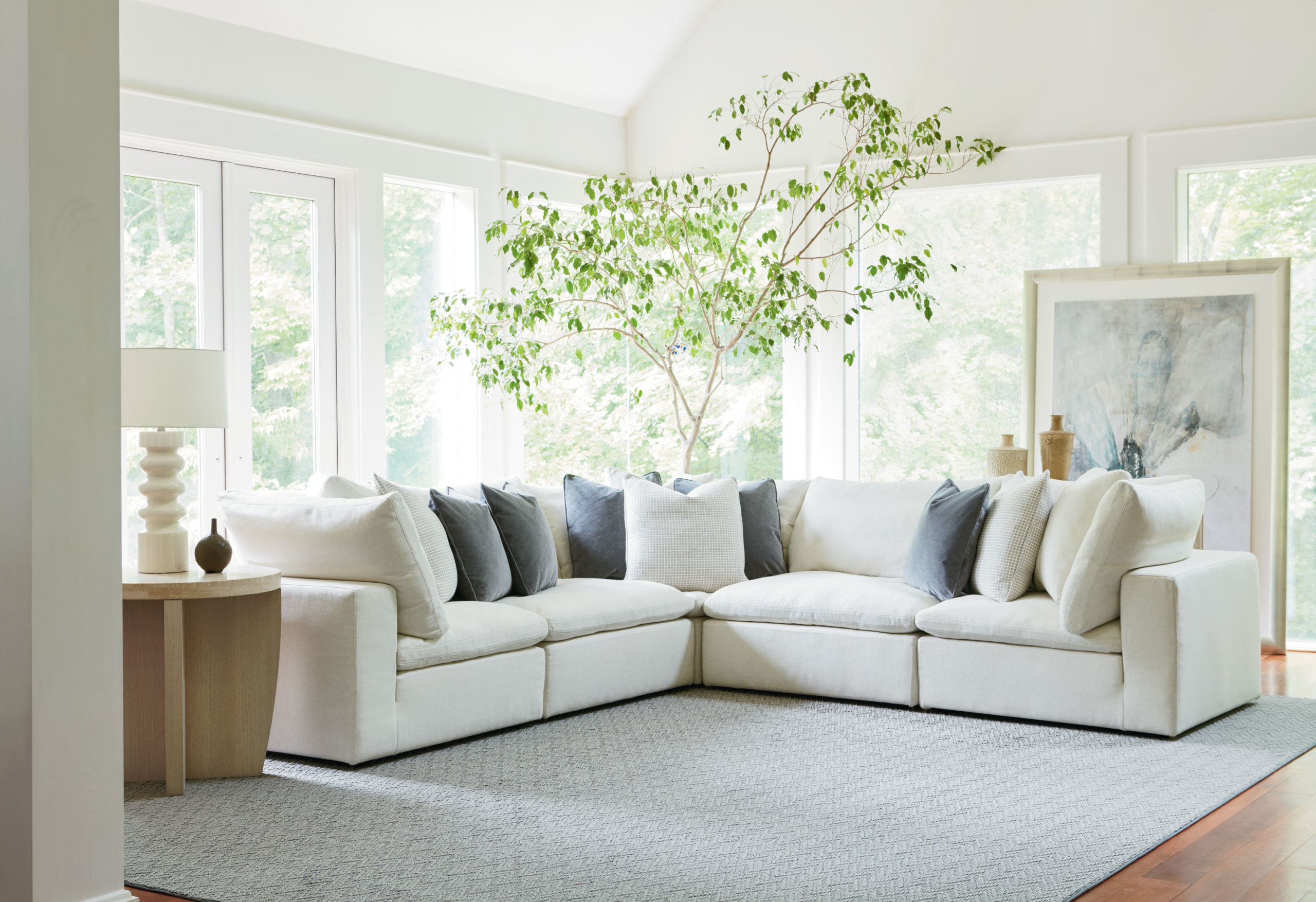 White sectional sofa