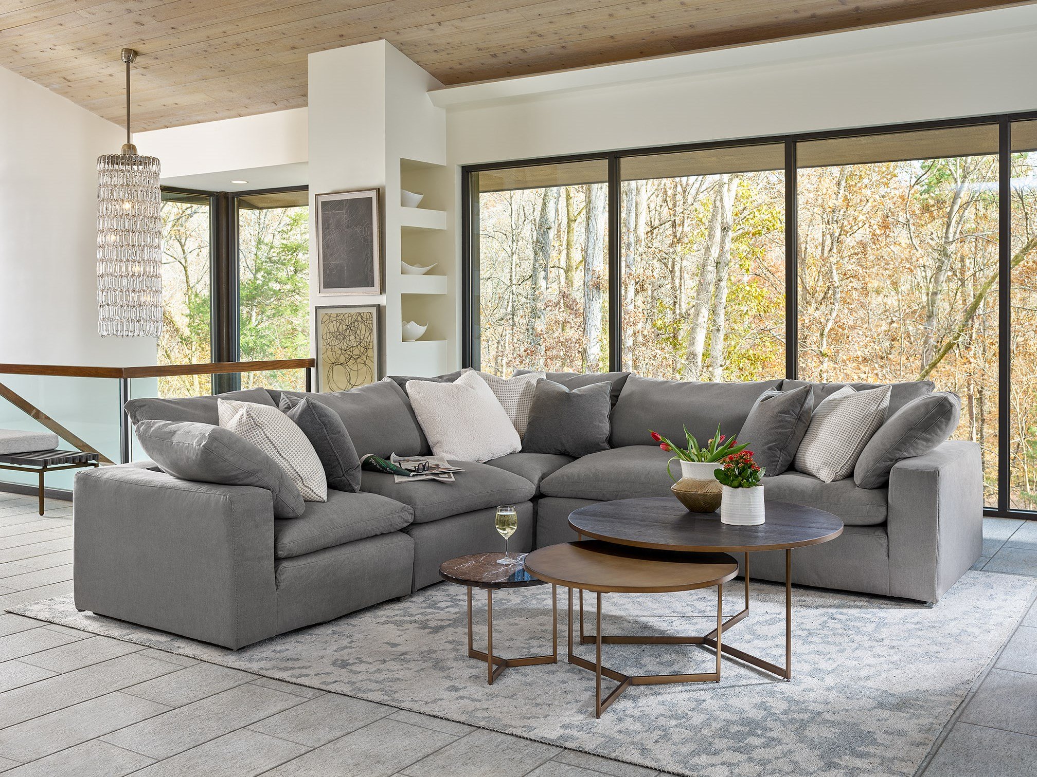 Living room with a grey sectional